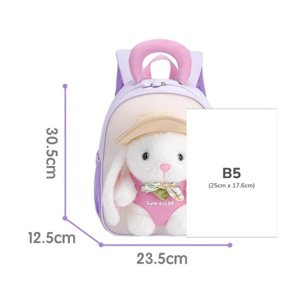 Balo mẫu giáo SUN EIGHT 22316 gấu bông tháo rời cho bé trai bé gái 2-5 tuổi, đáng yêu, cài ngực, phản quang
