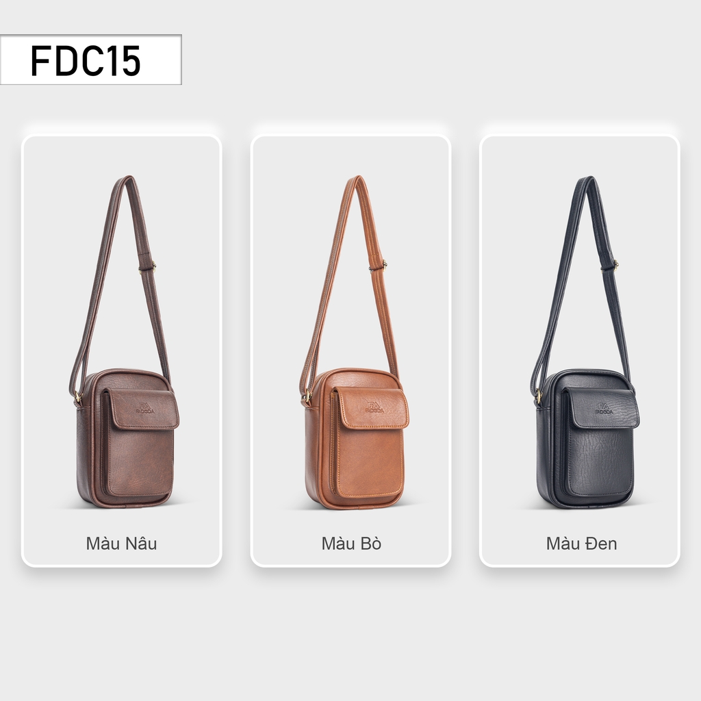 Túi đeo chéo da unisex mini FADODA FDC15 - Đựng phụ kiện nhỏ gọn, thời trang, chống thấm nước