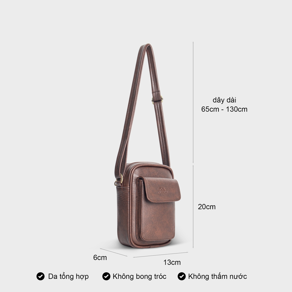 Túi đeo chéo da unisex mini FADODA FDC15 - Đựng phụ kiện nhỏ gọn, thời trang, chống thấm nước