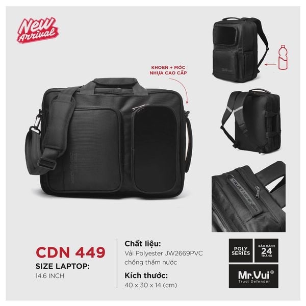 Cặp / Balo đa năng MR VUI 449 laptop 14.6 inch - Bền bỉ, chống thấm