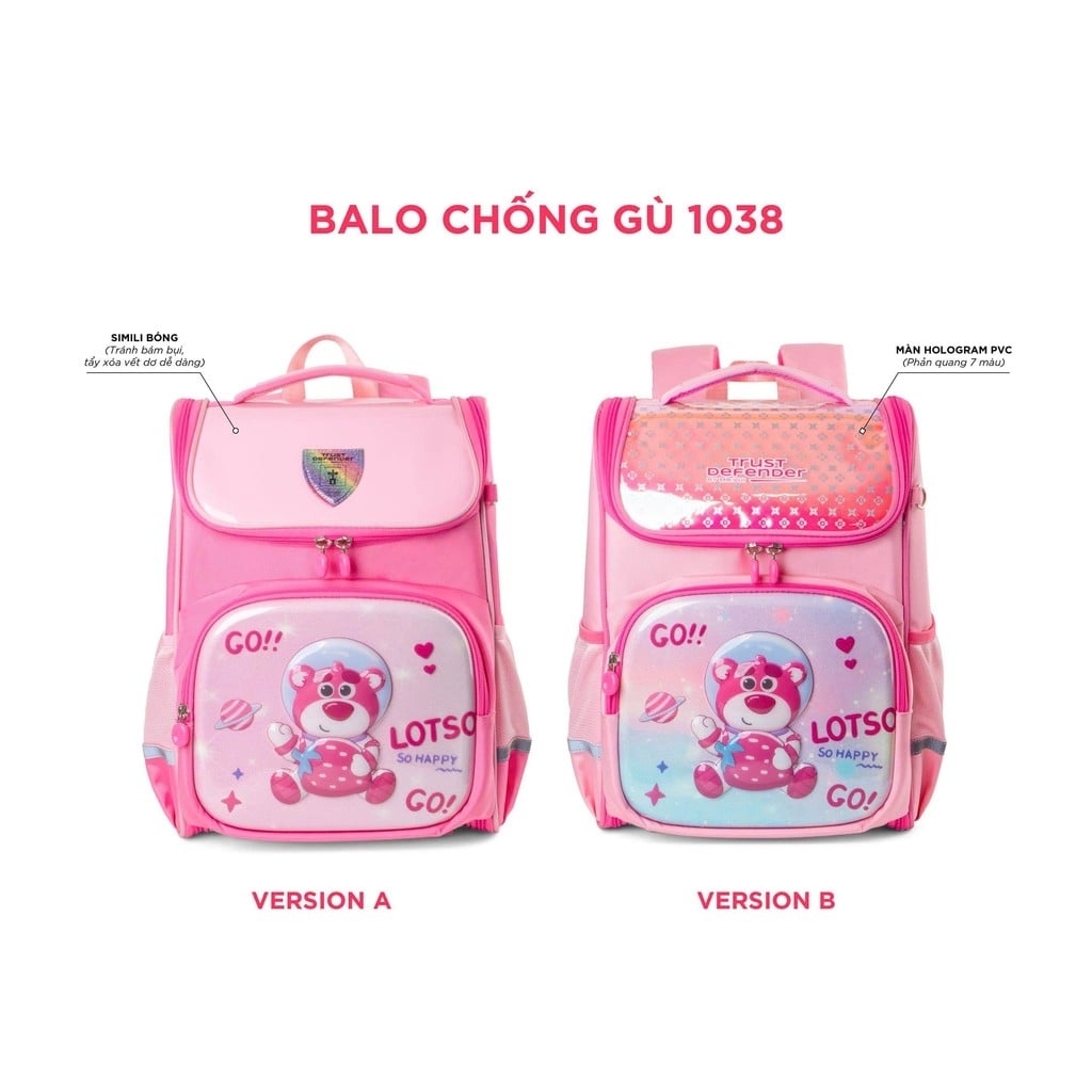 Balo chống gù MR VUI 1038 dành cho bé trai bé gái học sinh Tiểu học - Bảo vệ cột sống, quai đeo trợ lực