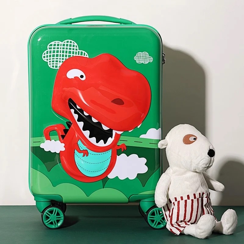 Vali Kéo Nhựa Trẻ Em MCN (BEDDYBEAR) In Hình Dập Nổi 3D Khủng Long Size Xách Tay 17 inch
