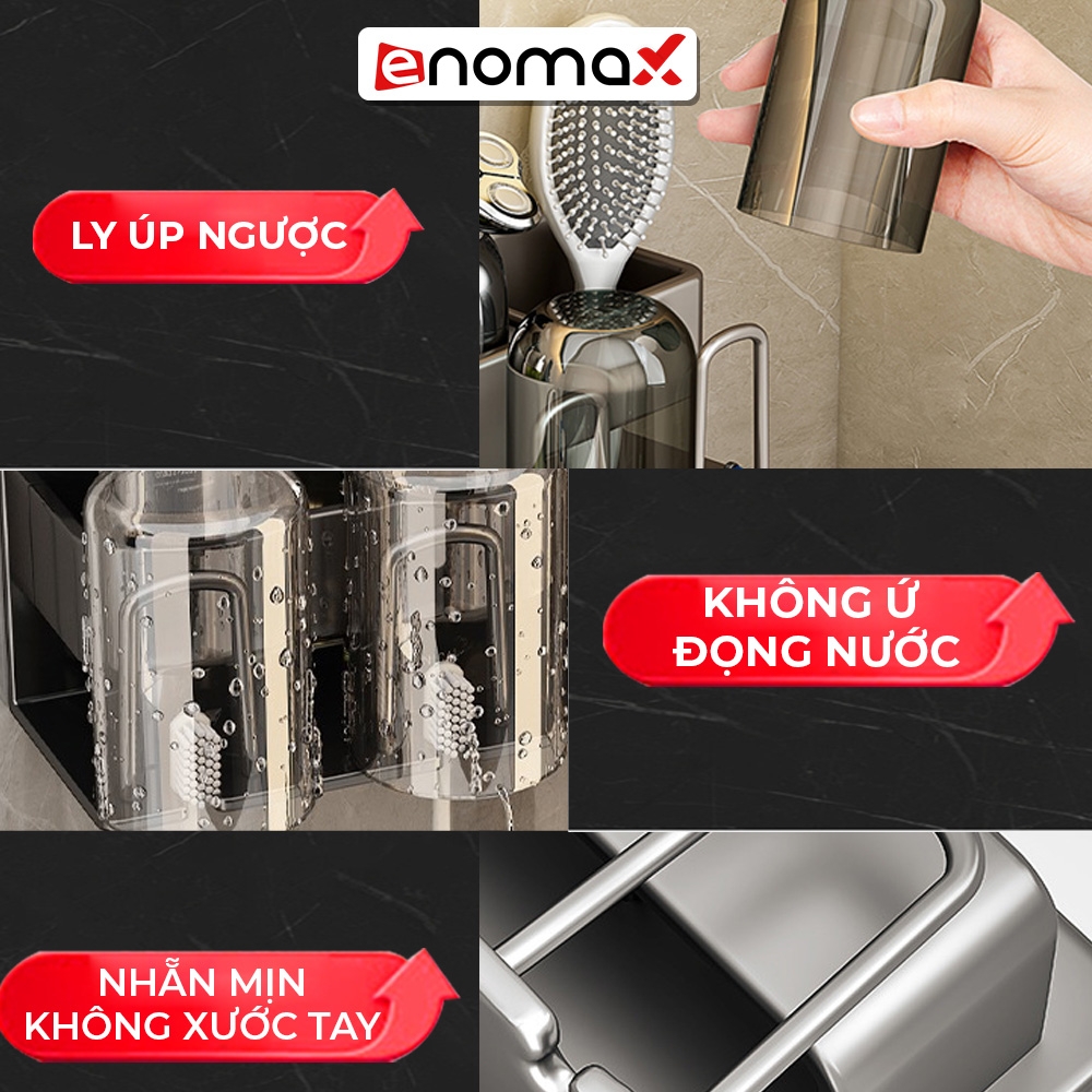 Kệ Để Bàn Chải Đánh Răng Enomax Đựng Bàn Chải Đánh Răng Chất Liệu Nhôm Hàng Không, Cài Đặt Không Cần Khoan. Nhà Tắm