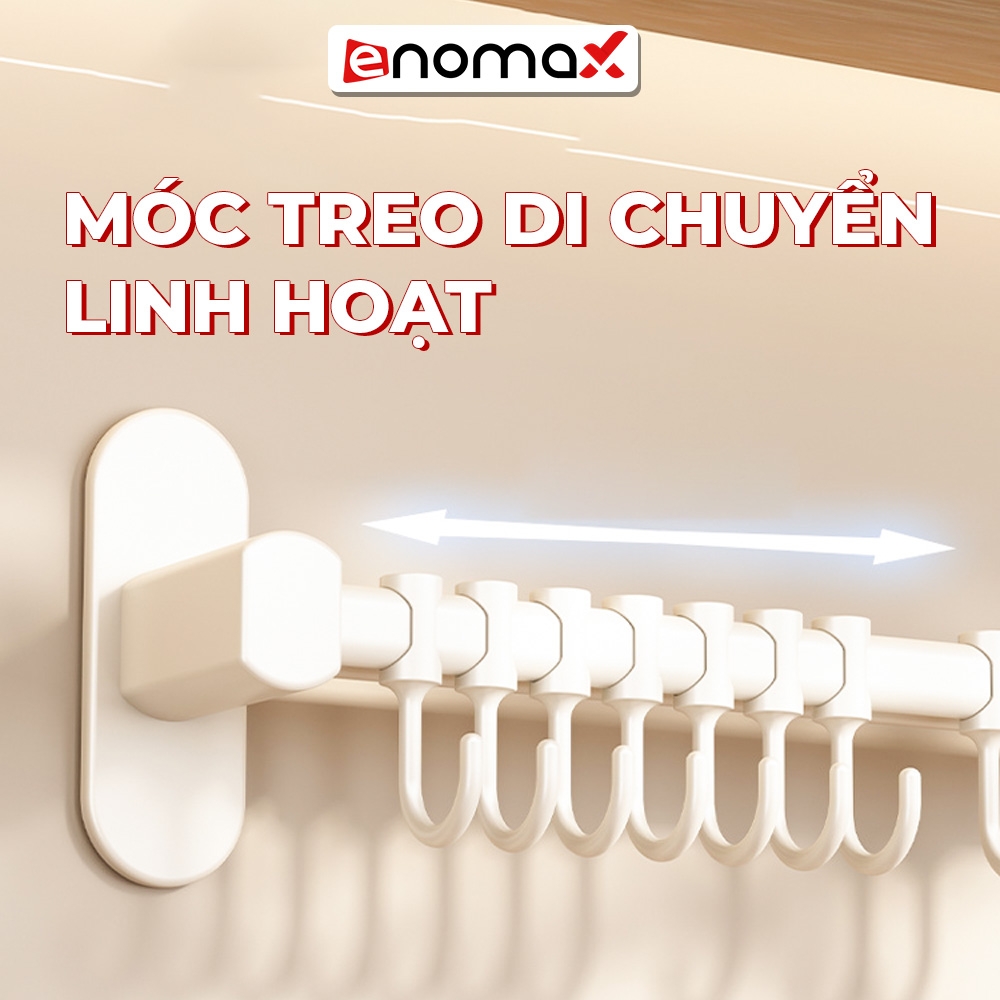 Móc treo đồ Enomax dán tường, treo đồ nhà bếp treo nắp nồi, chất liệu nhôm hàng không cao cấp trọn đời không gỉ.