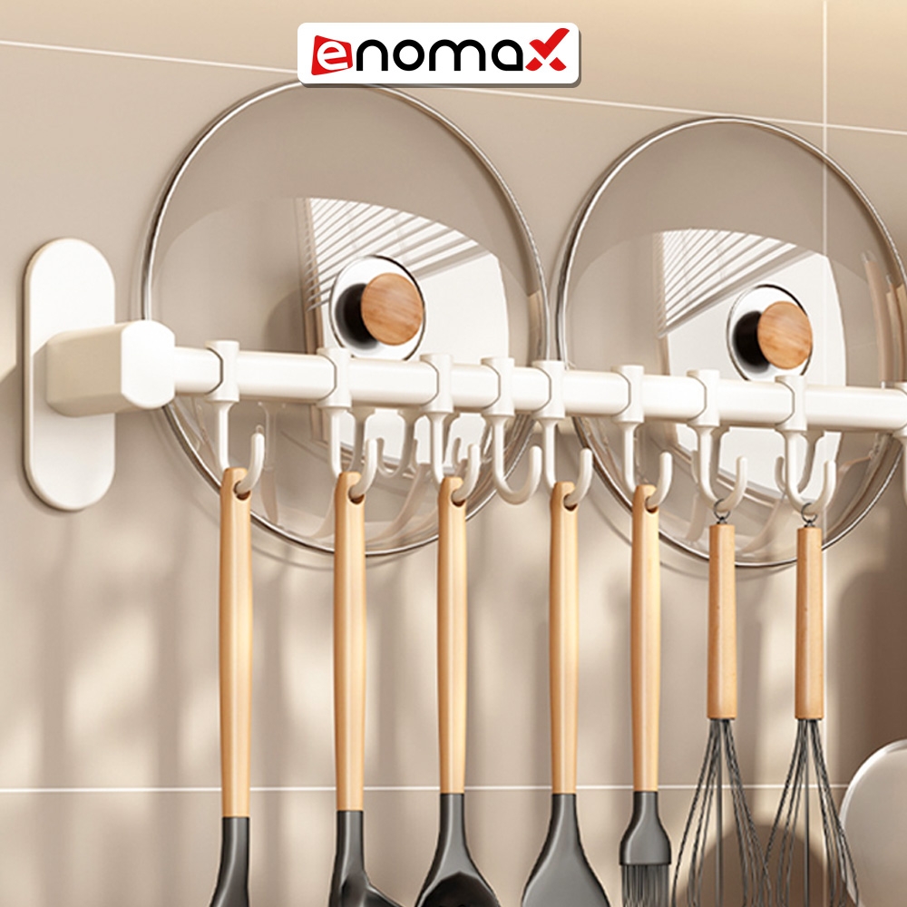 Móc treo đồ Enomax dán tường, treo đồ nhà bếp treo nắp nồi, chất liệu nhôm hàng không cao cấp trọn đời không gỉ.