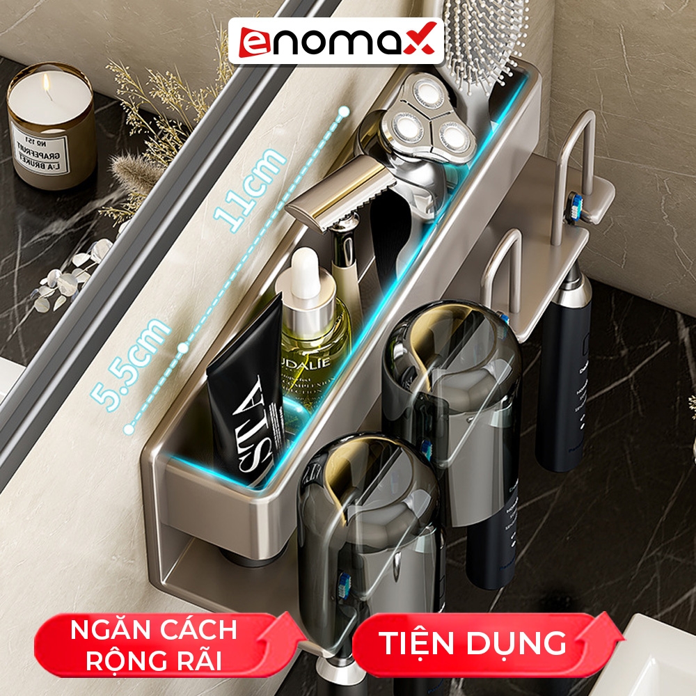 Kệ Để Bàn Chải Đánh Răng Enomax Đựng Bàn Chải Đánh Răng Chất Liệu Nhôm Hàng Không, Cài Đặt Không Cần Khoan. Nhà Tắm