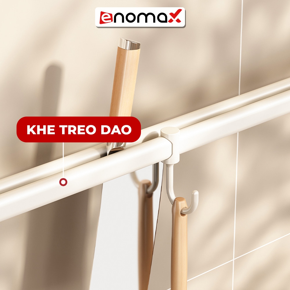 Móc treo đồ Enomax dán tường, treo đồ nhà bếp treo nắp nồi, chất liệu nhôm hàng không cao cấp trọn đời không gỉ.