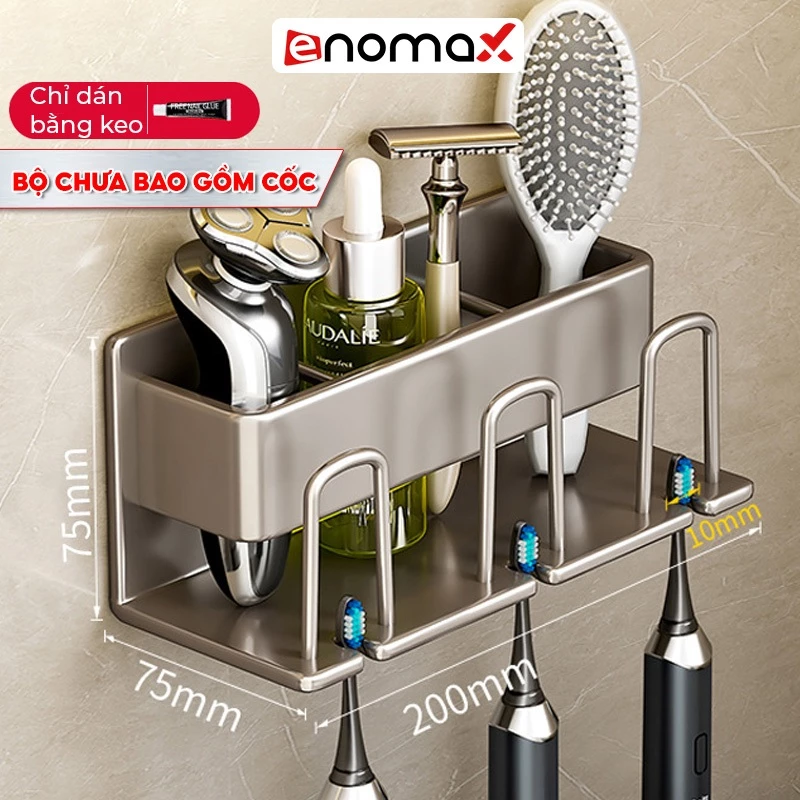 Kệ Để Bàn Chải Đánh Răng Enomax Đựng Bàn Chải Đánh Răng Chất Liệu Nhôm Hàng Không, Cài Đặt Không Cần Khoan. Nhà Tắm