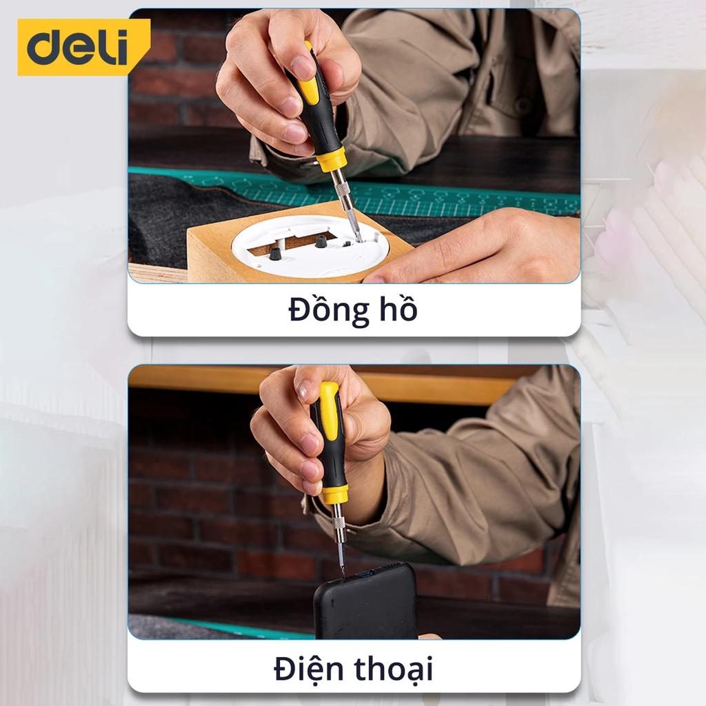 Bộ Tua Vít Đầu Nhỏ Sửa Chữa Đa Chức Năng Deli – 30 Đầu Vít Cao Cấp Chất Liệu Siêu Bền, Thiết Kế Gọn Nhẹ Tinh Tế