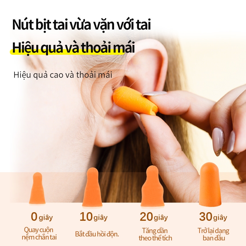 Nút bịt chống ồn tai Ams bằng bọt có dây PU 37dB model:A302C túi 10 đôi