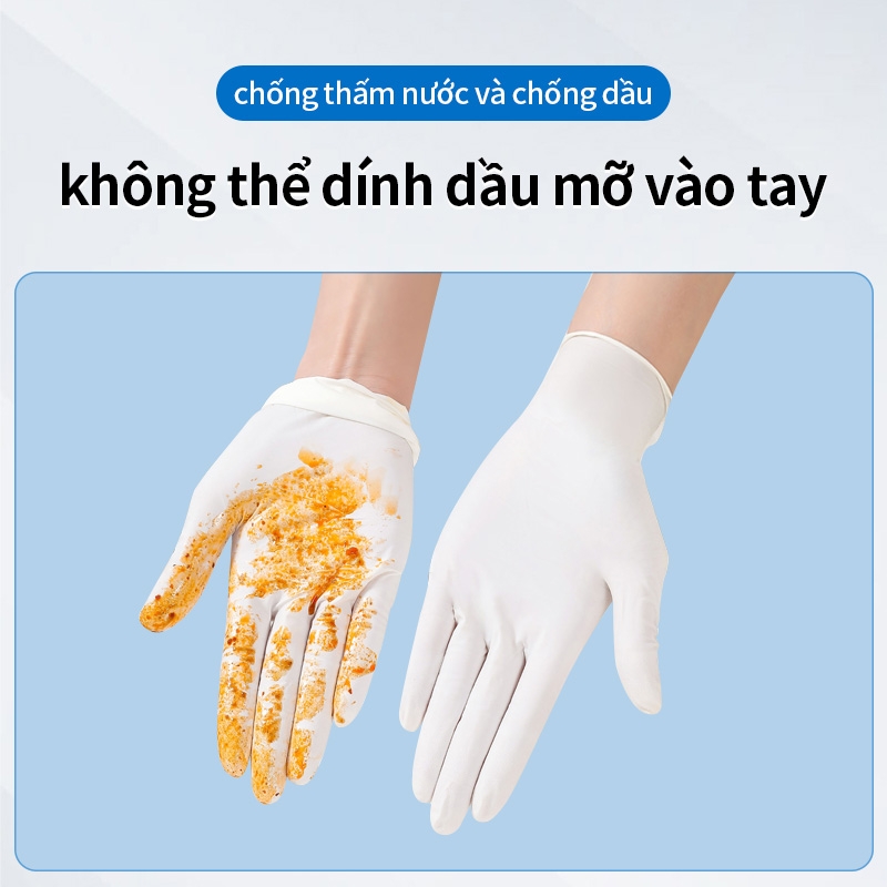 Găng tay nitrile dùng một lần màu trắng, quy cách A5208 (Thương hiệu AMS, hộp 100 cái)