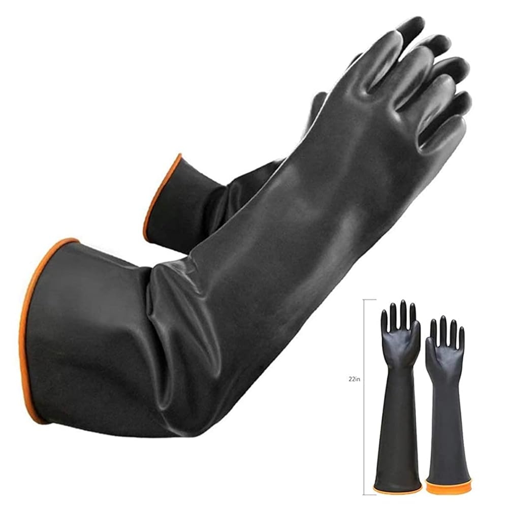Găng tay cao su chống axit và kiềm hóa chất thương hiệu AMS 35cm, 45cm, 55cm