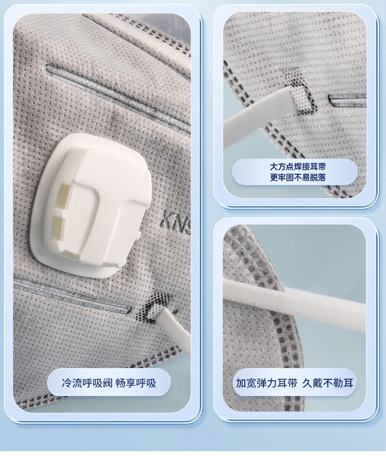 Khẩu trang lọc bụi KN95 AMS A9541V (5 lớp. than hoạt tính. có van. đeo tai. có móc cài. hộp 25 cái)