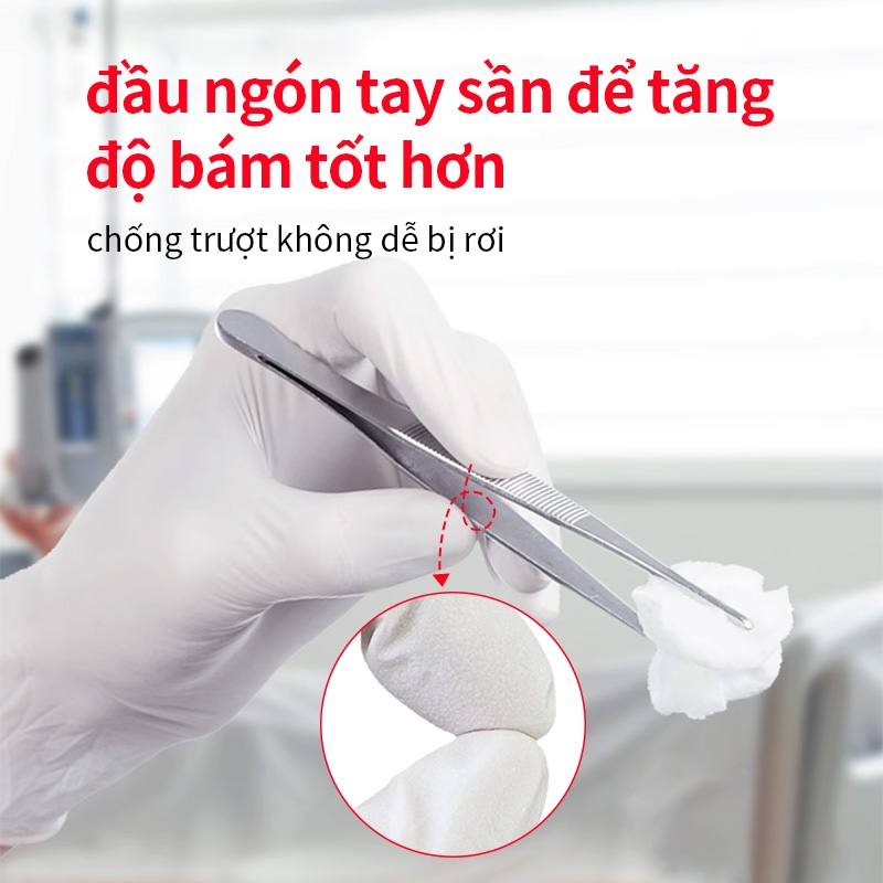 Găng tay dùng một lần nitrile 4gram cho thực phẩm trắng/lam( hộp 100 cái. 9 inch)