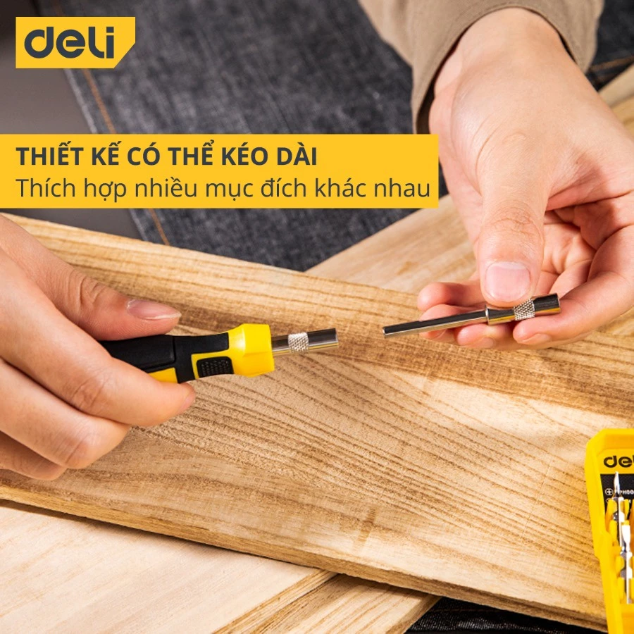 Bộ Tua Vít Đầu Nhỏ Sửa Chữa Đa Chức Năng Deli – 30 Đầu Vít Cao Cấp Chất Liệu Siêu Bền, Thiết Kế Gọn Nhẹ Tinh Tế