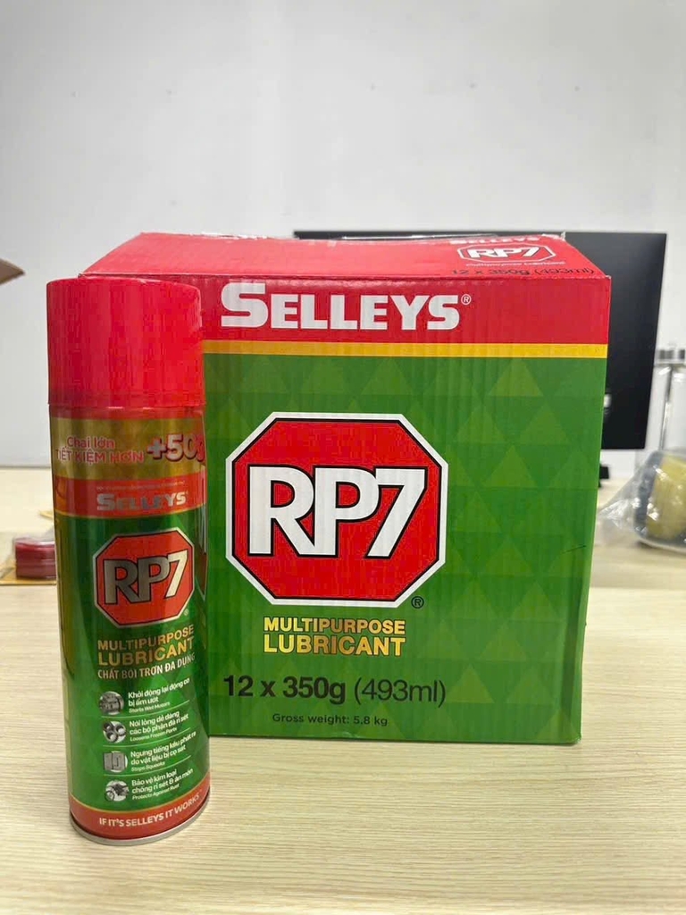 Bình xịt dầu đa dụng nổi tiếng RP7 Selleys Vietnam (Úc), dùng để chống rỉ sét, bôi trơn ổ khóa, bản lề, và đẩy nước ra khỏi động cơ xe máy hoặc thiết bị kim loại