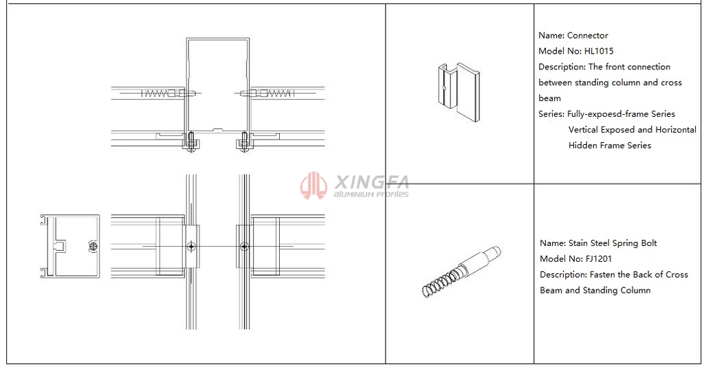 Glazed Curtain Wall with Vertical Exposed&Horizontal Hidden Frame - Xingfa
