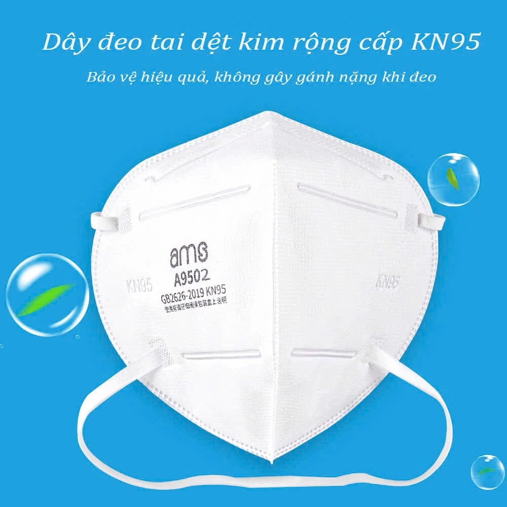Khẩu Trang lọc bụi KN95 AMS A9502 (Hộp 50 cái. 5 lớp. Đeo đầu)