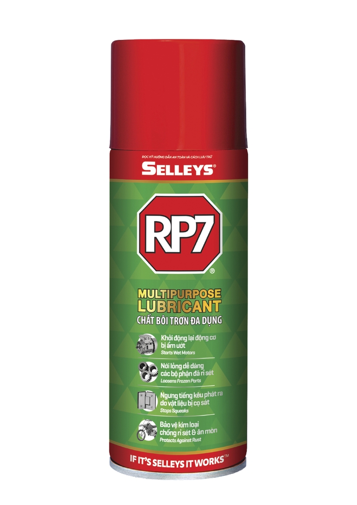 Bình xịt dầu đa dụng nổi tiếng RP7 Selleys Vietnam (Úc), dùng để chống rỉ sét, bôi trơn ổ khóa, bản lề, và đẩy nước ra khỏi động cơ xe máy hoặc thiết bị kim loại