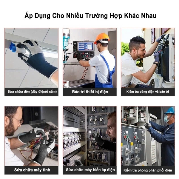 Găng tay Ams cách điện thợ điện, Găng tay cách nhiệt màn hình cảm ứng Nitrile siêu mỏng, Điện áp chịu được bền bỉ 400V 8mA Model: AMS502