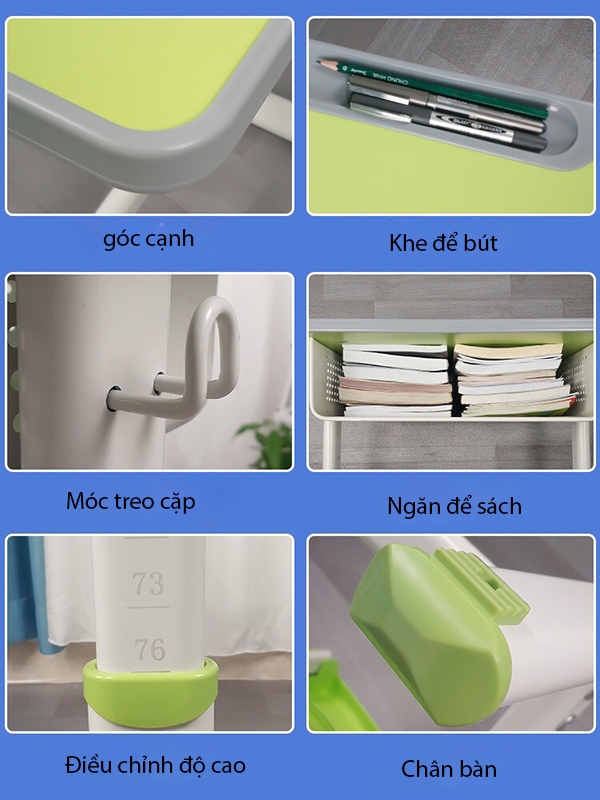 Các bộ phận trong bộ bàn ghế học sinh