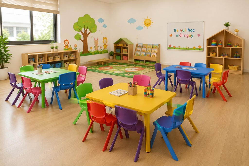 Bàn ghế đúc nhựa cho bé từ 2-6 tuổi