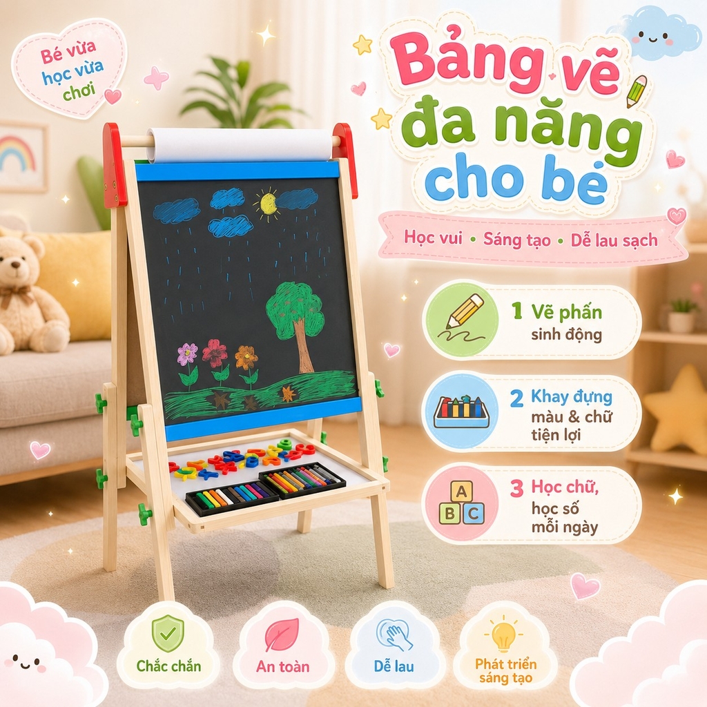 Bảng flipchart cho bé thoả sức sáng tạo