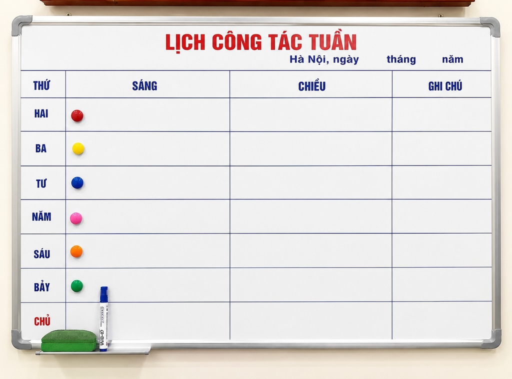 Bảng lịch công tác tuần cho văn phòng tại Royal City
