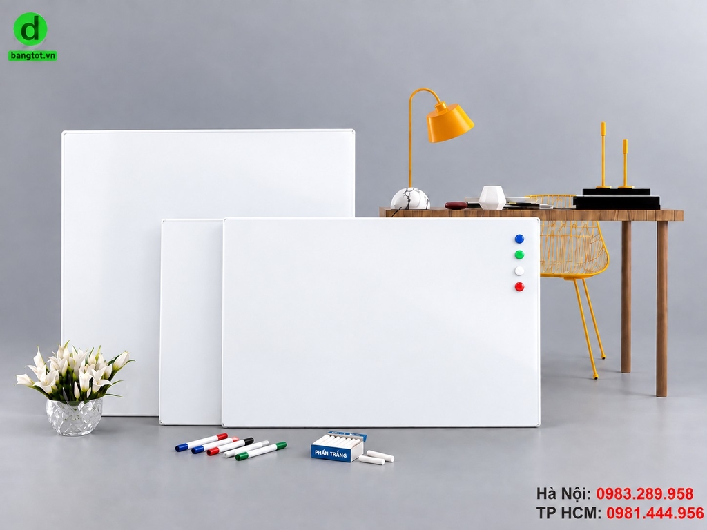 Bảng từ trắng không khung có nhiều kích thước