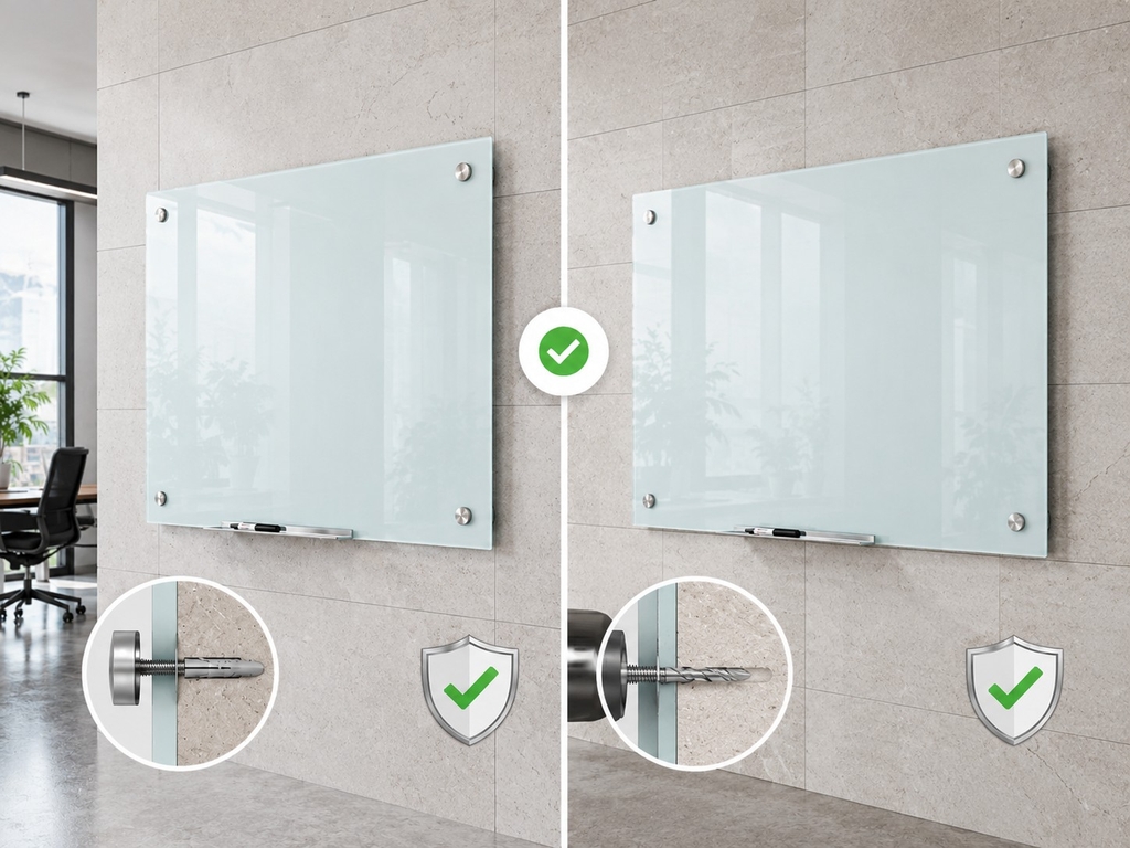 Lắp bảng kính trên tường gạch men đá