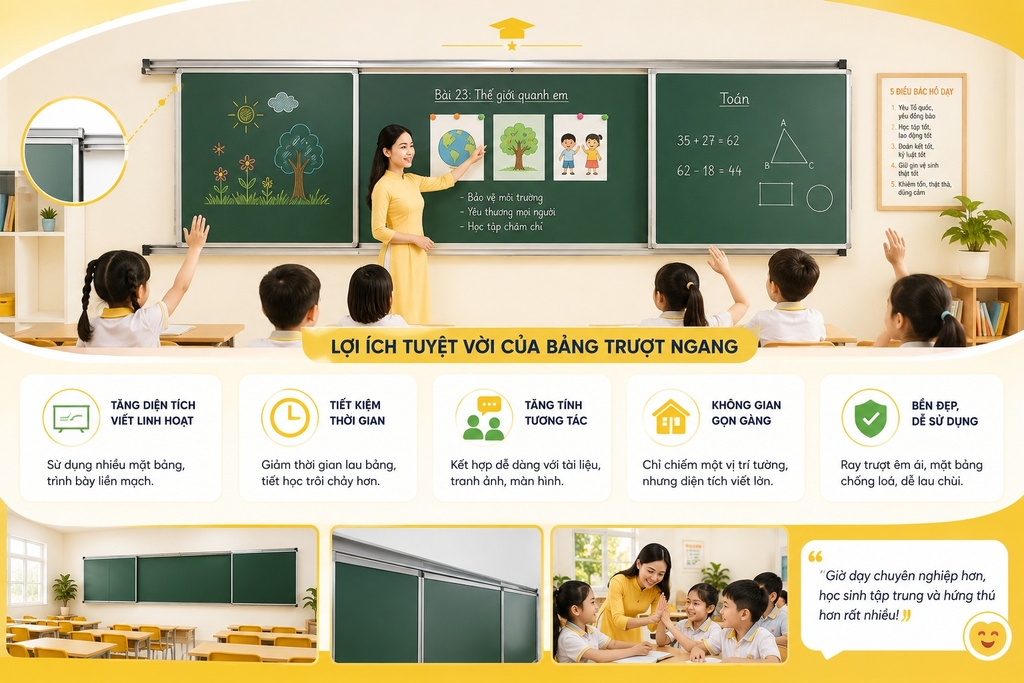 Lợi ích khi sử dụng bảng trượt ngang cho lớp học