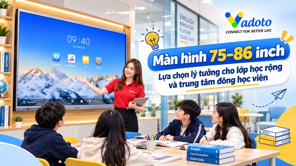 Màn hình 75–86 inch – Dành cho lớp học đông, không gian rộng