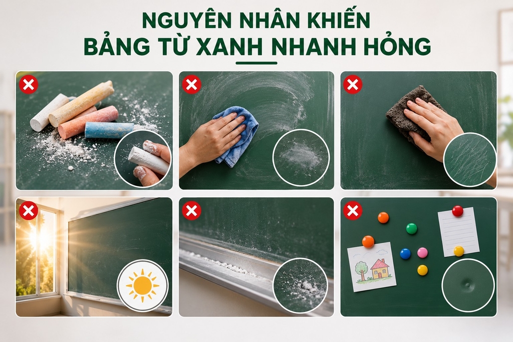 Nguyên nhân khiến bảng từ xanh nhanh hỏng