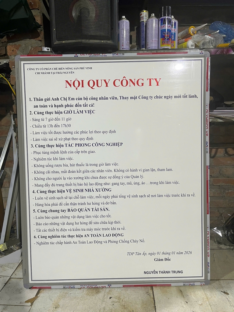 Thiết kế bảng nội quy nhà máy, xưởng sản xuất