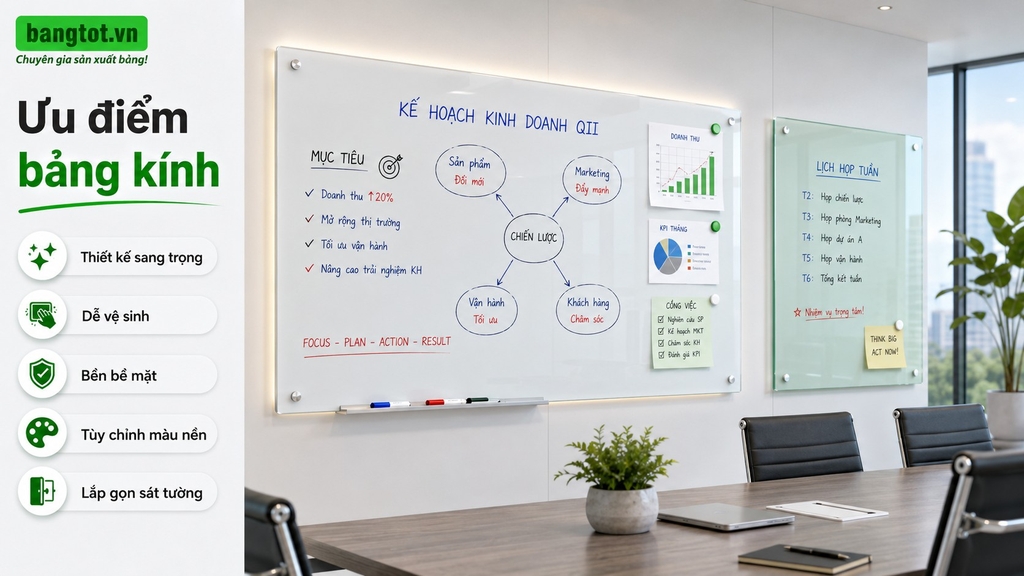 Bảng kính văn phòng - câu trả lời cho hiệu quả đội nhóm