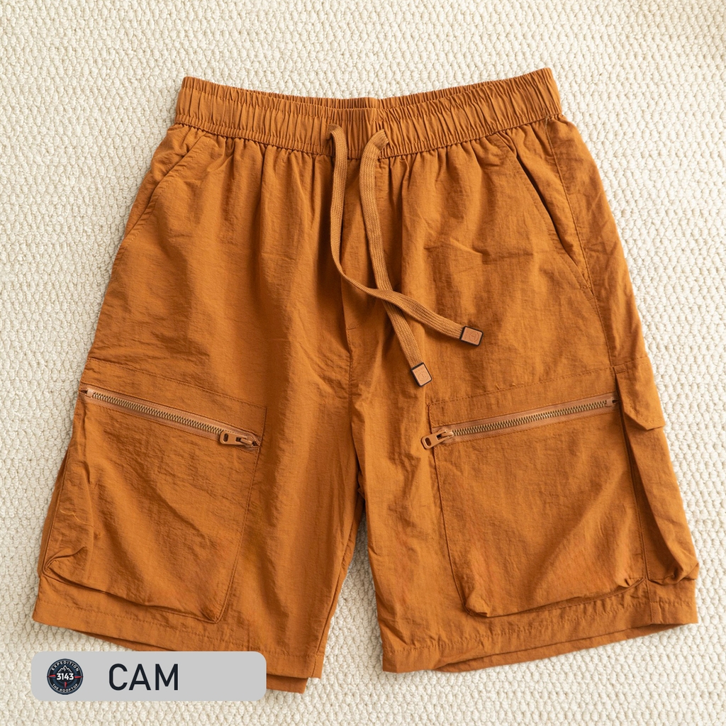 Quần short cargo dây rút túi hộp polyeste - EX7