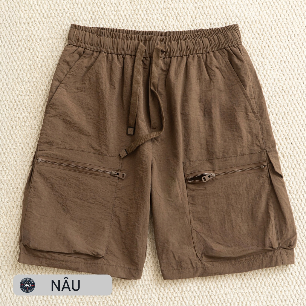 Quần short cargo dây rút túi hộp polyeste - EX7