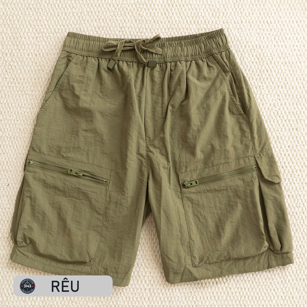 Quần short cargo dây rút túi hộp polyeste - EX7