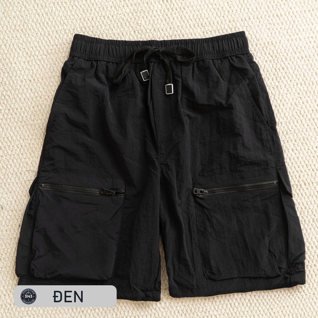 Quần short cargo dây rút túi hộp polyeste - EX7