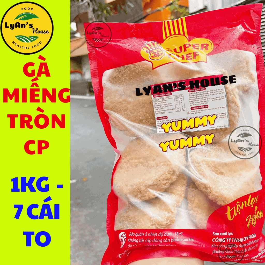 Miếng Gà Hình TRÒN CP 1kg (7 Cái) - Hợp Topping Tacos Mì Trộn Burger Gà