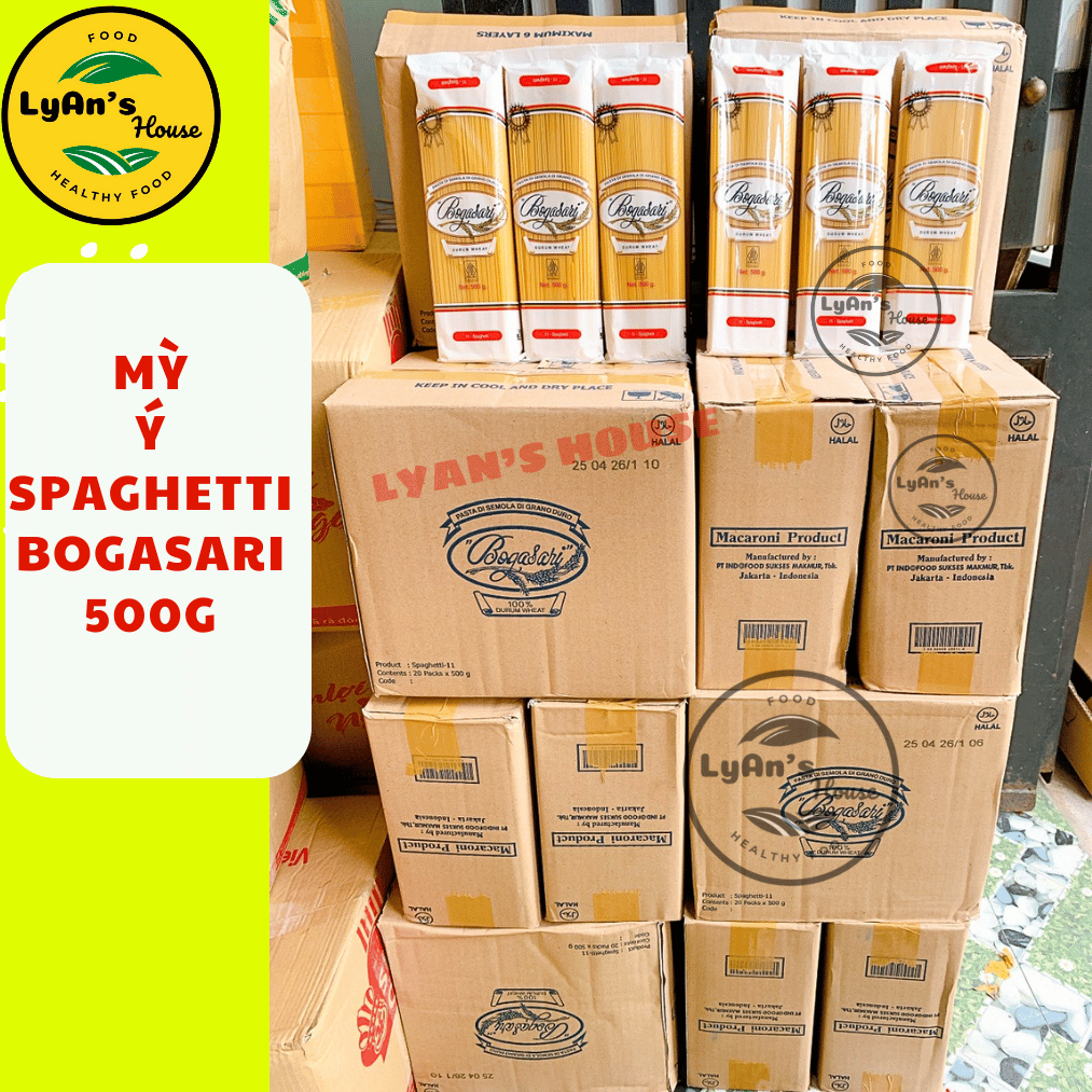 Mỳ Ý Spaghetti Bogasari 500g - Pasta Sợi Tròn Cho Quán Ăn