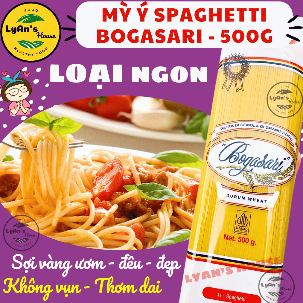 Mỳ Ý Spaghetti Bogasari 500g - Pasta Sợi Tròn Cho Quán Ăn