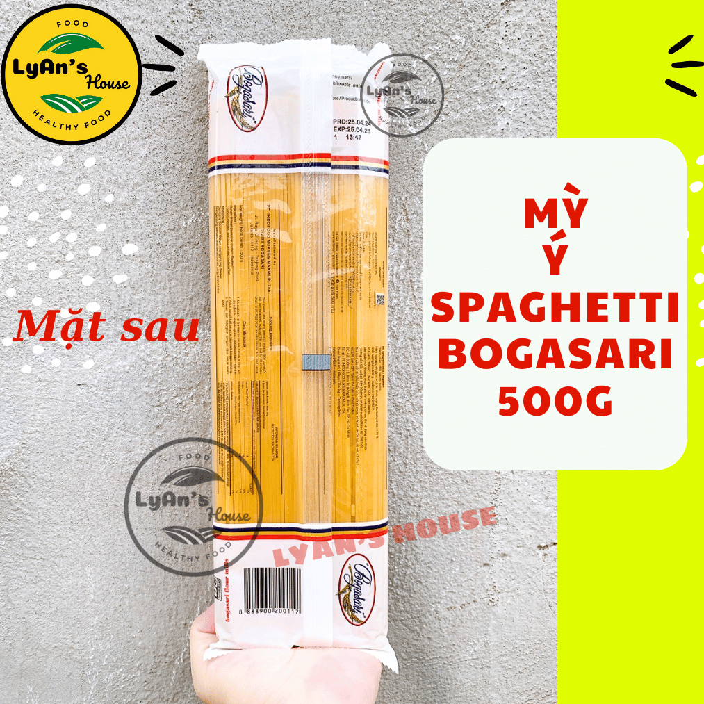 Mỳ Ý Spaghetti Bogasari 500g - Pasta Sợi Tròn Cho Quán Ăn