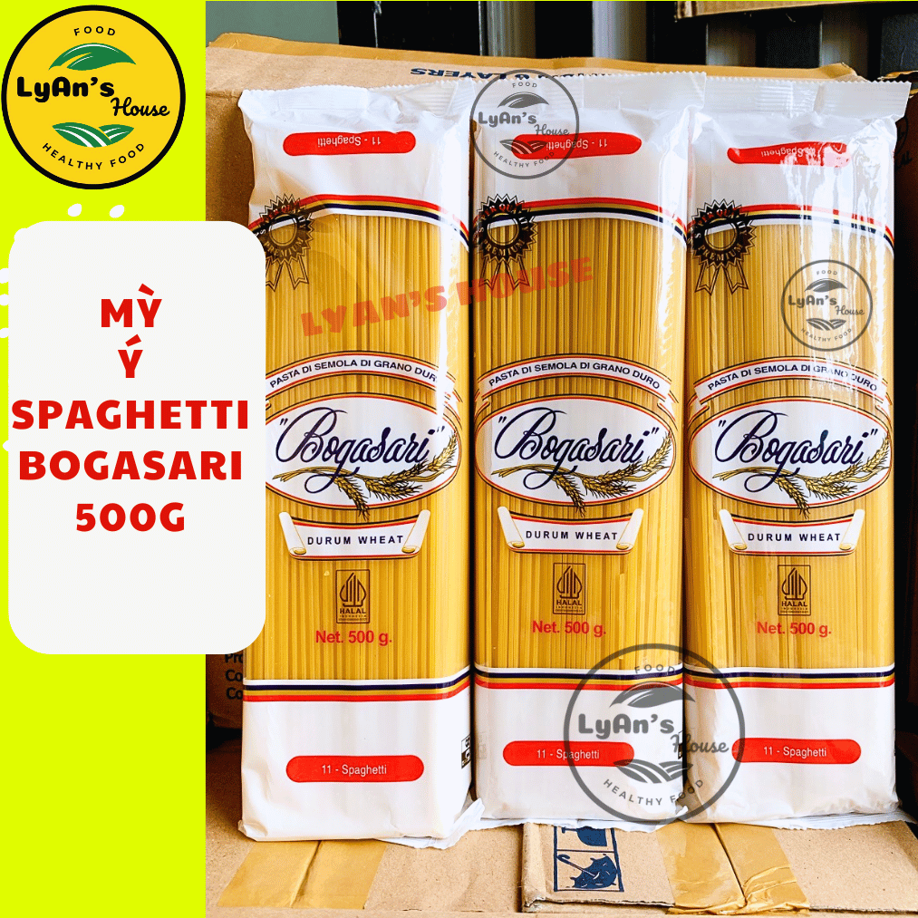 Mỳ Ý Spaghetti Bogasari 500g - Pasta Sợi Tròn Cho Quán Ăn