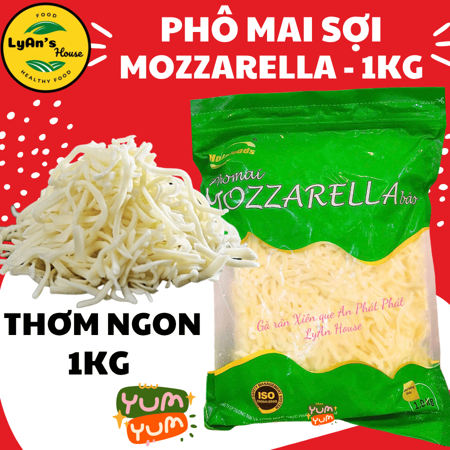 Phô Mai Sợi Mozzarella 1kg - Mozzarella Cheese Cho Pizza