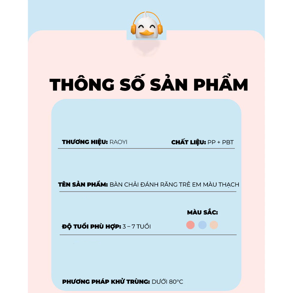 Bộ 3 chiếc bàn chải vịt dễ thương màu kẹo