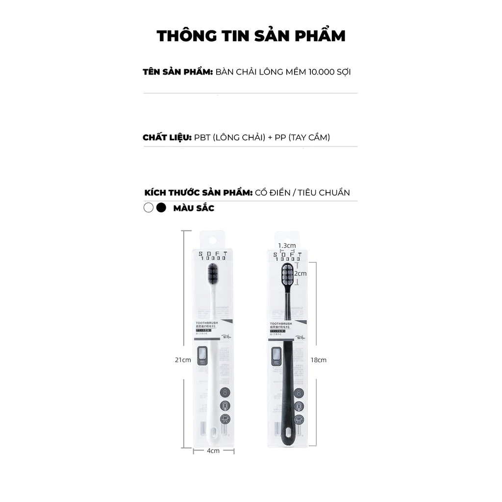 Bàn chải 8 mũi tay cầm lỗ Gói đơn màu trắng