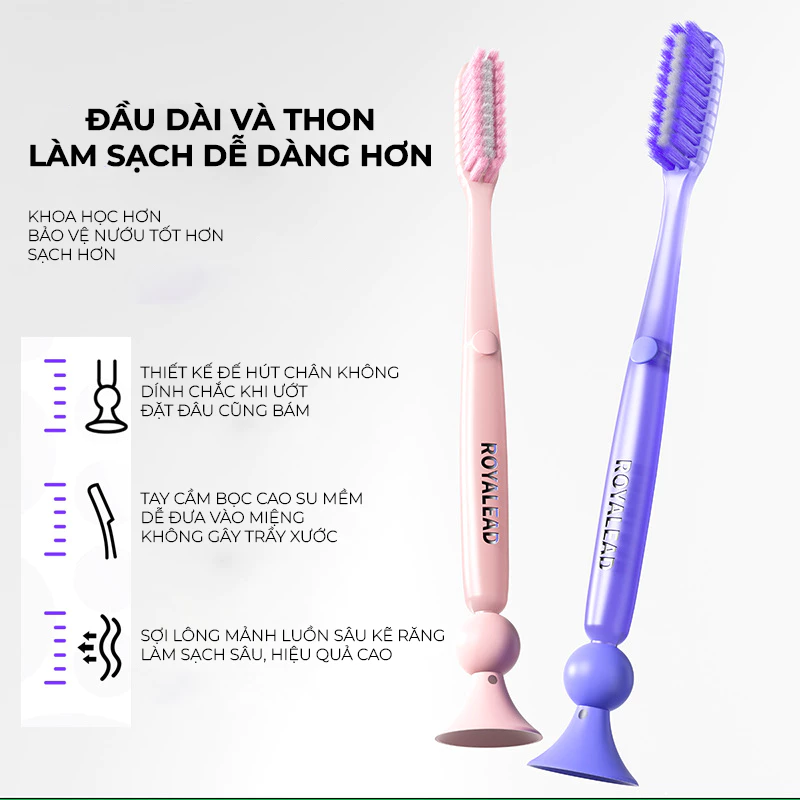 Bộ 2 bàn chải có giác hút màu hồng và xanh lá cây