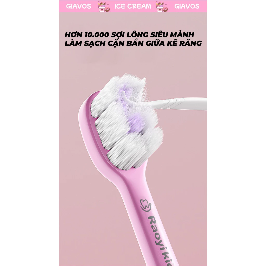 Bàn chải kem que đánh răng trẻ em màu hồng