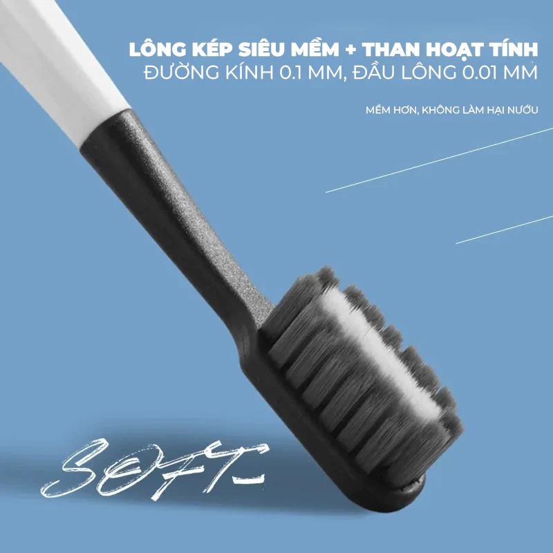 Hộp 6 bàn chải màu trắng đen caro